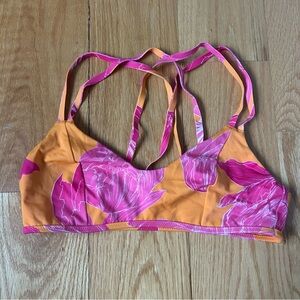 Pink and Orange Floral Strappy Bikini Top